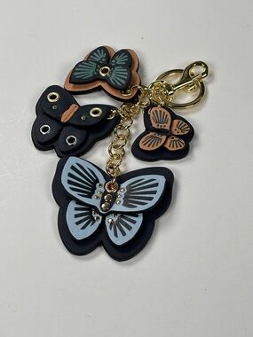 Butterfly Charm Keychain Bag Pendant - Black & Light Blue. Unbranded.